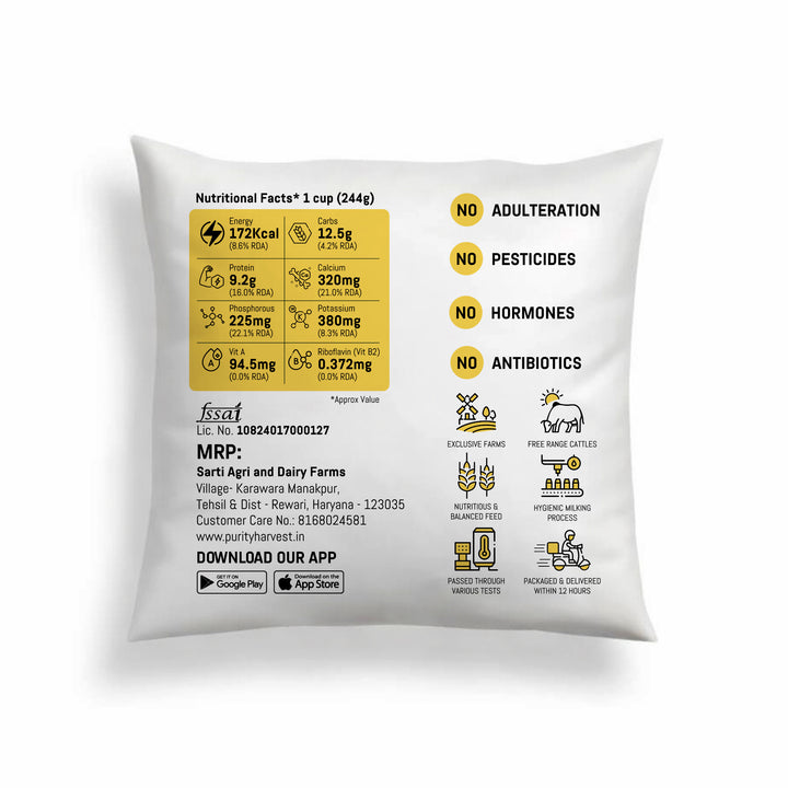 Indian Desi Cow Milk - Fat 4.0% - Purity Harvest